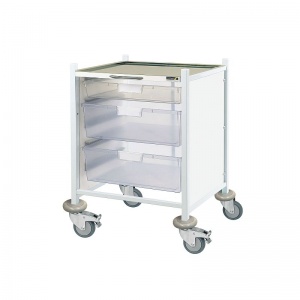 Sunflower Medical Vista 40 Low-Level Clinical Procedure Trolley with One Single and Two Double-Depth Clear Trays